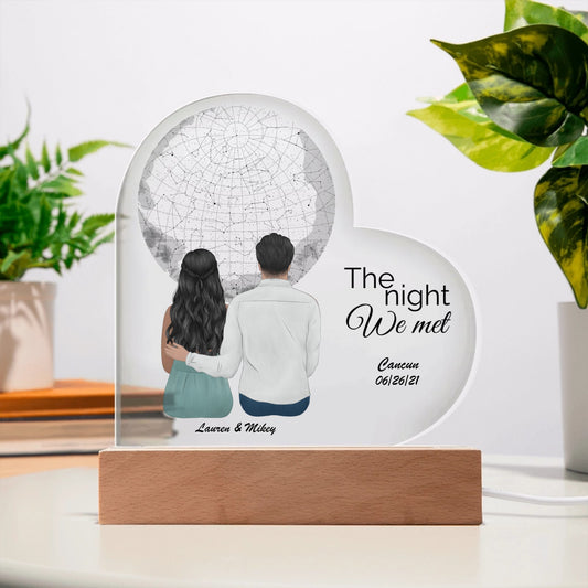Personalized Star Map Acrylic Heart β Capture Your Special Night