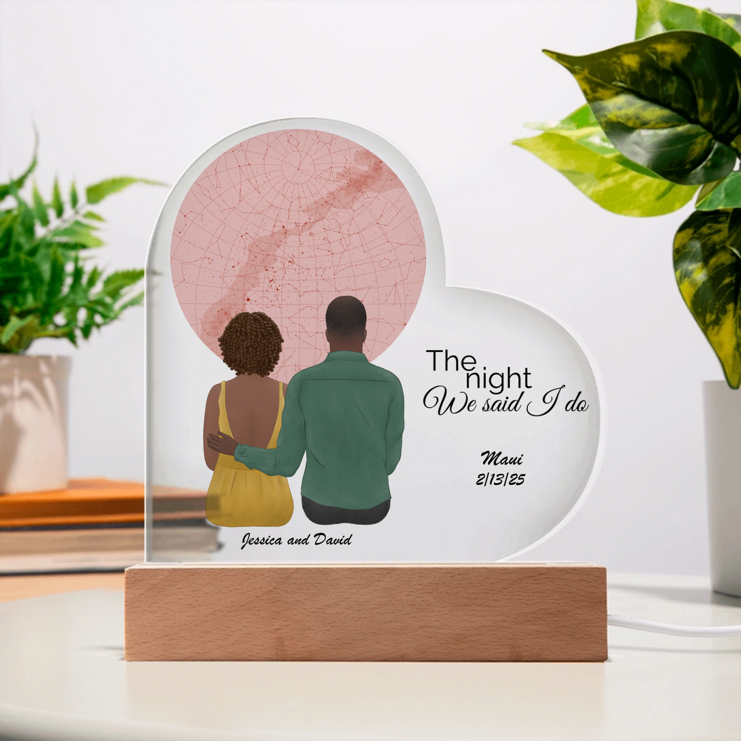 Personalized Star Map Acrylic Heart – Capture Your Special Night