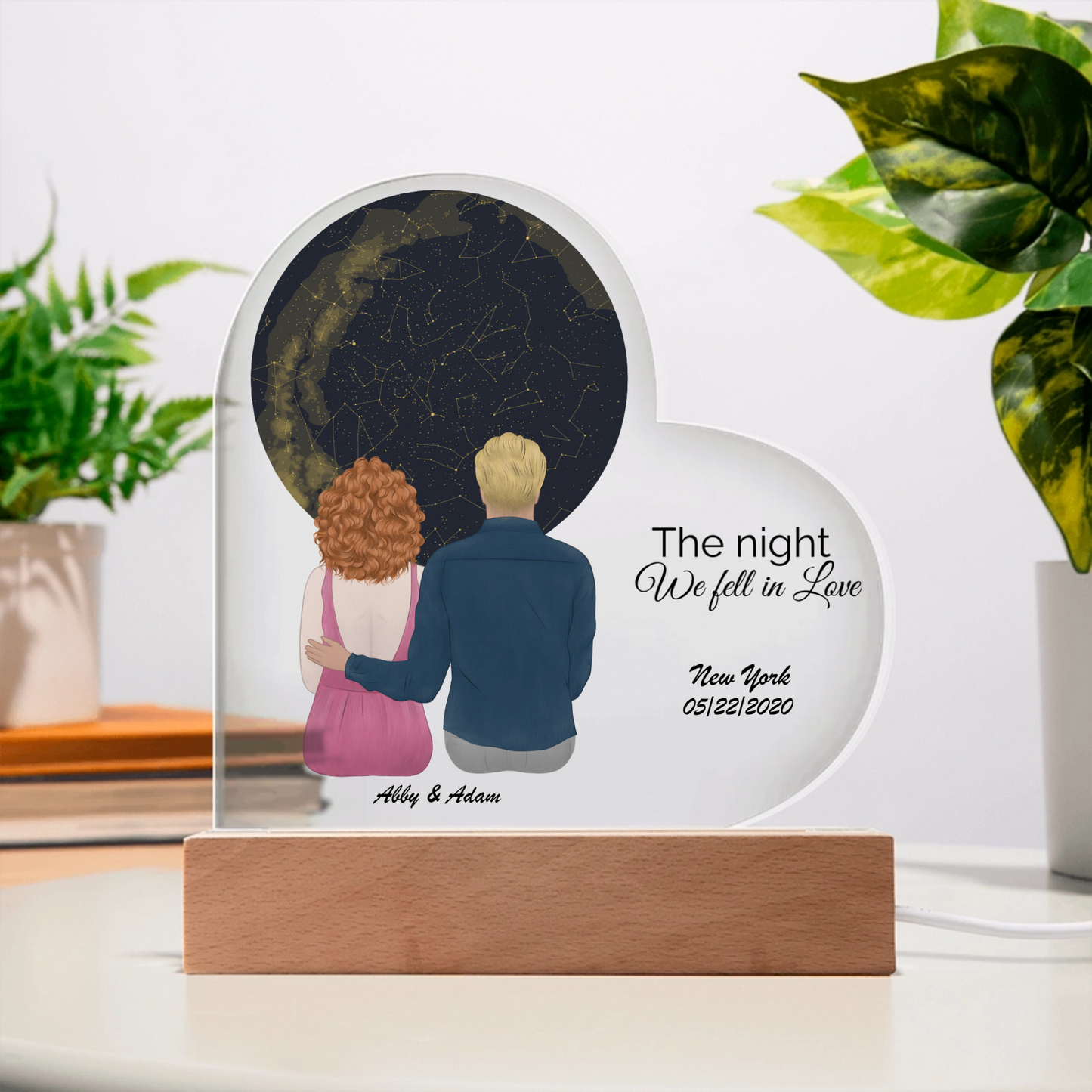 Personalized Star Map Acrylic Heart – Capture Your Special Night