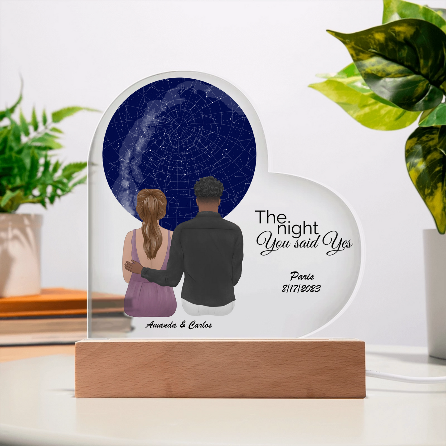 Personalized Star Map Acrylic Heart – Capture Your Special Night